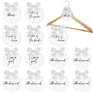 lot 4127 image: Vicenpal 13 Pack Bridesmaid Hanger Tags for Wedding Pearl Bride Hanger with White Ribbons Weddings Party Favor for Bride Gifts Maid of Honors Tags Dress Luggage Bachelor Party(Round) - Retail $19