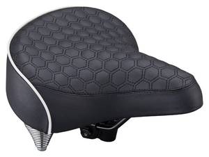lot 4164 image: Schwinn Comfort Bike Seat for Men and Women, Quilted Soft Padding Bicycle Seat, Replacement Saddle Fits All Adult Bikes with Standard Seatpost, Wide Springer, Black - Retail $34