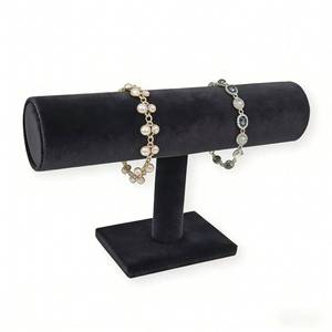 lot 4168 image: Treasurecove T-shaped bracelet display stand, necklace earring bracelet pendant ankle tower, watch key jewelry display stand, home single-layer display stand (black velvet) - Retail $9