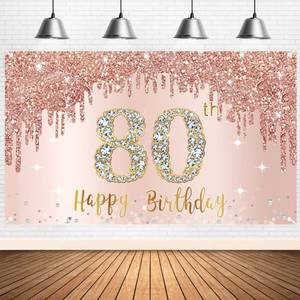 lot 4188 image: Happy 80th Birthday Banner Backdrop Decorations for Women, Rose Gold 80 Birthday Party Sign Supplies, Pink 80 Year Old Birthday Poster Background Photo Booth Props Decor - Retail $12