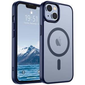 lot 4200 image: SUPFINE Magnetic for iPhone 14 Case & iPhone 13 Case (Compatible with MagSafe) (Military Grade Drop Protection) Slim Translucent Matte Shockproof Phone Cover,Navy Blue - Retail $10