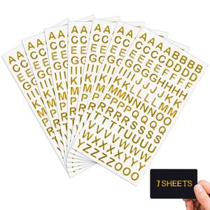 lot 4201 image: Aixoom 7 Sheets Gold Letter Stickers Small Gold Alphabet Self Adhesive Glitter Graduation Cap Stickers for Gift Scrapbooks Greeting Cards Arts Craft - Retail $7