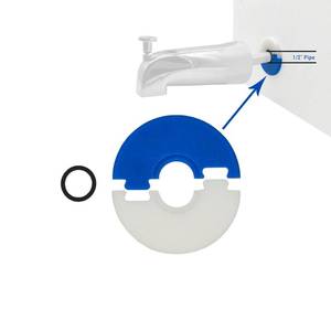 lot 4223 image: Welvzen 12 Copper Pipe Bathtub Spout Back Sealing, Bathroom Finished Wall Protection from Water Leakage, Bath Wall Leaking Prevention Disc Seal (1-Pack) - Retail $10