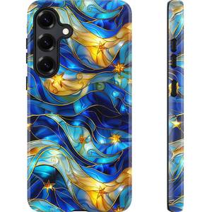 lot 4238 image: Esdot for Samsung Galaxy S24 Plus Case,Aesthetic Vintage Blue Starry Waves Girly Shell,Compatible with Magsafe,Trendy Unique Cool Retro Western Protective Slim Silicone Phone Cover for Women Girls - Retail $18
