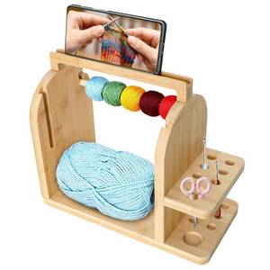 lot 4281 image: Aolamegs Yarn Holder for Crochet and Knitting, Bamboo Wooden Yarn Spinner Storage Organizer for Crocheting Accessories,with Anti-Slip Pads, Works with Skein, Cake, Ball - Retail $24