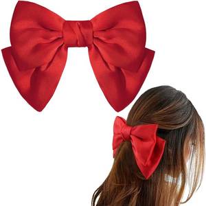 lot 4290 image: CELLOT Red Hair Bow for Women Girls Satin Bows French Barrettes Clips Costume Decoration Holiday Hair Accessories - Retail $7
