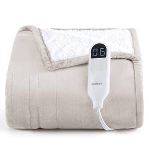 lot 4330 image: Bedsure Heated Blanket Throw Blanket - Fast Heating Electric Blanket, Soft Flannel Throw with 6 Time Settings(Up to 10H), 6 Heating Settings, Gifts for Grandma & Grandpa & Seniors (50x60, Cream) - Retail $50
