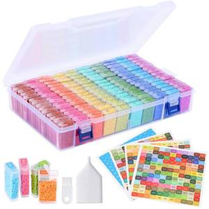 lot 4341 image: Zefy 140 Grids Diamond Painting Storage, Diamond Art Storage with 447 Colors Labels Stickers, Diamond Art Trays Accessories Bead Organizer Containers - Retail $19
