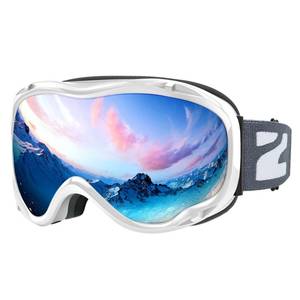 lot 4346 image: ZIONOR Lagopus Ski Snowboard Goggles UV Protection Anti fog Snow Goggles for Men Women Adult Youth VLT 8.6% White Frame Silver Lens - Retail $32
