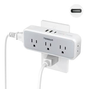 lot 4373 image: Multi Plug Outlet Extender, USB C Wall Charger, TESSAN Wall Plug Splitter with 5 Outlets and 3 USB, Electrical Power Expander with Surge Protector Spaced for Home Office Dorm Room - Retail $17