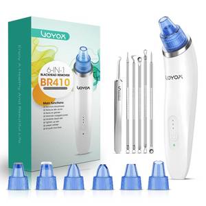 lot 4377 image: VOYOR Blackhead Remover Pore Vacuum - Electric Face Vacuum Pore Cleaner Acne White Heads Removal with 6 Suction Heads (BR410) - Retail $23