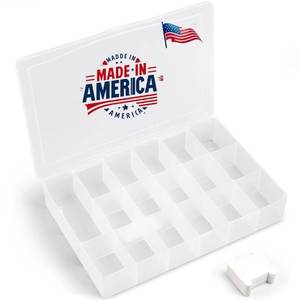 lot 4384 image: BULK PARADISE Embroidery Floss Organizer Box with 50 Cardboard Bobbins - 17 Compartments Clear embroidery thread organizer box, Snap-Tight Clear Sewing Organizer - Jewelry Bead Holder (Made in USA)