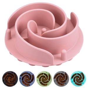 lot 4398 image: Slow Feeder Dog Bowls Insert, Bestalk Soft Silicone Slow Eating Feeder Insert with Suction Cups for Small, Medium and Large Dogs, Fit into Basic and Elevated Dog Bowls, Pink - Retail $15