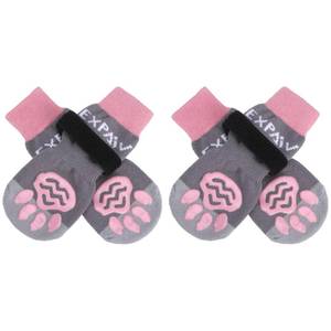lot 4403 image: EXPAWLORER 4Pcs Anti-Slip Dog Socks - Double Side Non-Slip Paw Protector for Hardwood Floors,Prevent Licking,Dog Booties,Dog Shoes for HotCold Pavement