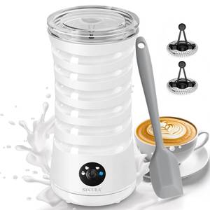 lot 4405 image: Secura Electric Milk Frother, Automatic Milk Steamer, 4-IN-1 Hot &amp Cold Foam Maker-8.4oz240ml Milk Warmer for Latte, Cappuccinos, Macchiato with Silicone Spatula, Silent Operation &amp Shut-off - Retail $32