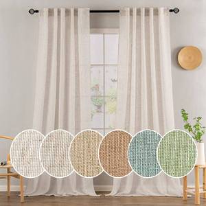 lot 4407 image: MIULEE Natural White Linen Curtains 90 Inch Long 2 Panels Set for Bedroom Living Room, Soft Thick Linen Textured Window Drapes Semi Sheer Light Filtering Rod Pocket Back Tab Farmhouse Cream Ivory - Retail $30