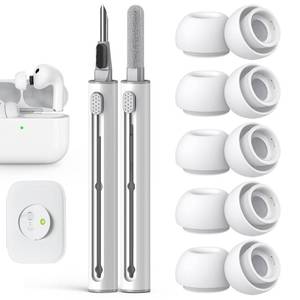 lot 4410 image: Pohgelan Compatible with AirPods Pro 3 Generation Replacement Ear Tips,with Noise Reduction Hole & Built-in dust Guard Screen, with Cleaner kit -5 Sizes Small-White - Retail $10