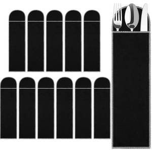 lot 4418 image: Weewooday 12 Pieces Anti-tarnish Silverware Storage Bags - Velvet Flatware Organizer Sleeves for Teaspoons, Cutlery & Utensils  Elegant Black Design - Retail $13
