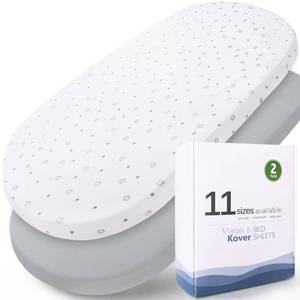 lot 4433 image: Bassinet Fitted Sheets Fit for UPPAbaby, SNOO, Chicco LullaGo Anywhere Bassinet and 13 x 30 Mattress Pad, 2 Pack for Baby BoyGirl, Ultra Soft & Stretchy, Grey & White Star - Retail $20