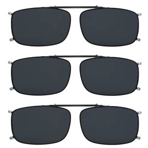 lot 4440 image: Eyekepper 3-pack Polarized Clip on Sunglasses With Spring Draw Bar Grey Lens 54  34MM - Retail $26