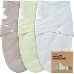 lot 4451 image: 3-Pack Organic Baby Swaddle Sleep Sacks - Swaddles for Newborns, Infant 0-3 Months, Baby Girls, Boys, Soft & Snug Newborn Sleep Sack, Nursery Swaddling Blankets (Ripple, OS) - Retail $21