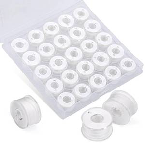 lot 4473 image: UzecPk 25pcs Thread for Sewing, Embroidery Bobbins, White Prewound Bobbins Size A SA156 Thread Sewing Machine Threads Kit for Embroidery and Sewing Machines DIY 50ydsSpool - Retail $7