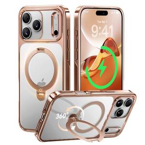 lot 4484 image: CASEKOO Desert Titanium Glossy for iPhone 17 Pro Max Case 360 Spin Magnetic StandFit for MagSafe17FT Military Protection Slim Polished Frame Titanium Alloy Sturdy Stand 6.9, Rose Gold
