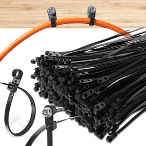 lot 4490 image: Shappy 12 Inch Plastic Zip Tie with Screw Hole 50lbs Black Screw Zip Ties with Mounting Hole Multipurpose Heavy Duty for Indoor and Outdoor Use - Retail $12