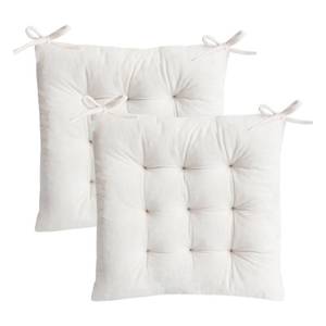 lot 4492 image: MissSoul 1Pack Square Seat Cushion Chair Pads for Kitchen Dining Chairs, Soft Comfort Velvet Chair Mat Pillow Cushions with Ties for Office Desk Living Room Tatami 15.5, Ivory - Retail $16