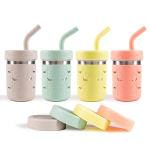 lot 4496 image: Pandaloo Smoothie Cups for Kids - Stainless Steel Toddler Tumbler with Straw, Sippy Cup for Smoothies - BPA-Free, Toddler Snack Cups, 10 oz - Retail $31