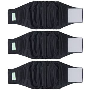 lot 4498 image: wegreeco Washable Dog Diapers - Washable Male Dog Belly Wrap - Pack of 3 - (Black,Small) - Retail $15