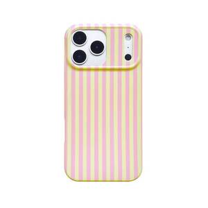 lot 4503 image: Reezaddin Pink and Yellow Striped Phone Case for iPhone 17 Pro Max,Cute Aesthetic Retro Vertical Line Stripes Pattern Protective Trendy Cover for Girls Women 6.9 inch - Retail $10