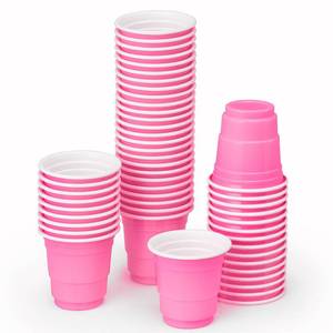 lot 4524 image: xo, Fetti Party Decorations Pink Plastic Shot Glasses - 50 Matte Disposable 2 oz Cups  Bachelorette Party, Birthday Party, Party Favors, Baby Shower Supplies - Retail $15