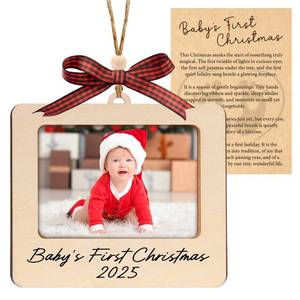 lot 4527 image: Babys First Christmas Ornament 2025, Wooden Picture Frame Ornaments for Tree, Babys First Christmas Ornament 2025 Girl and Boy, Photo Frame Ornaments, 1st Xmas Gifts for Babies, Girl, Boy