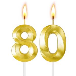 lot 4565 image: 80th Birthday Candles for Cake,Birthday Decorations for Him Her,Number Candles for Cake Toppers Party Anniversary