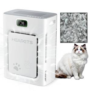 lot 4571 image: Pet Air Purifier for Home Large Room 2500 sq ft, H13 HEPA Washable Double-Sided Filter,Air Cleaner for Pet Hair Dander Odor Allergies Pollutant Smoke Dust,PM2.5 Air Quality Monitor,Auto Mode,P358 Grey - Retail $120