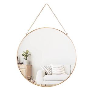 lot 4588 image: Dahey 11.8-inch Small Hanging Circle Mirror Wall Decor Gold Round Mirror with Hanging Chain for Bathroom Bedroom Living Room Dorm College Office, Gold - Retail $16