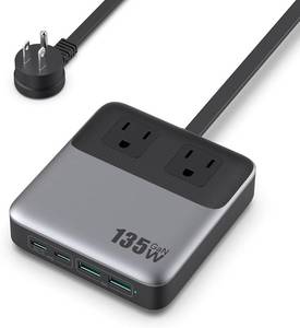 lot 4550 image: 135W GaN Dual Outlet Power Adapter - Retail $25
