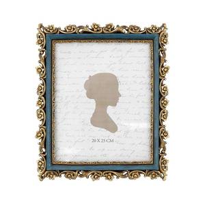 lot 4630 image: Sunlit Vintage Picture Frame 8x10 Inch, Luxury Antique Photo Frames with Glass Front, Photo Display, Tabletop Wall Hanging, Gift Ideas, Gold and Blue - Retail $24