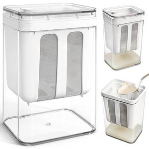 lot 4634 image: Jowgut Yogurt Strainer, 1800Ml1.9 Quarts Yogurt Separator Hung Curd Maker with Fine Mesh Bag & Lid, BPA Free Yogurt Maker for Whey Separation, Soybean Milk Fruit Juice Coffee Soup - Retail $17