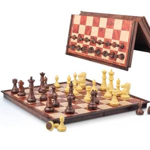 lot 4636 image: Magnetic Travel Chess Set with Storage Box - Folding Wooden-Style Chess Board, 8 Portable Pocket Mini Game for Adults &amp Kids, Gifts for Men Women