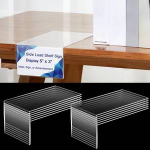 lot 4645 image: Feifeiya 12 Pcs Acrylic Library Moveable Shelf Label Holders Bulk Talker 5 x 3 Clear Shelf Display Markers Retail Label Tags for Office Home Classroom Office Book Shelve - Retail $29