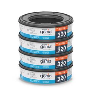 lot 4646 image: Diaper Genie Essentials Round Refill Pack of 4  Holds Up to 1280 Newborn Diapers  Features Unscented Continuous Film  Compatible with Diaper Genie Complete and Expressions Pails - Retail $14