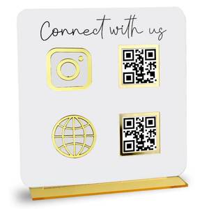 lot 4653 image: Skywin Acrylic QR Code Sign for Business, Elegant Custom Cash App QR Code Sign Display Holder for Home and Office Desk Decor (White) - Retail $25