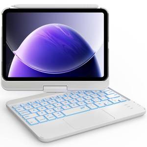 lot 4658 image: GreenLaw Keyboard Case for iPad mini 7(2024) &amp Mini 6 (2021) 8.3, Touchpad Keyboard with 7 Color Backlit, Type-C Rechargeable, 360° Rotate Keyboard Case for iPad mini 7th6th Generation, White - Retail $60