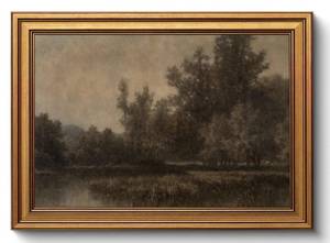 lot 4659 image: Gold Framed Wall Art Vintage Landscape Canvas Art Farmhouse Fall Picture Moody Wall Decor Antique Prints Rustic Botanical Paintings Country Artwork for Bedroom Living Room 12x16 Inch - Retail $24