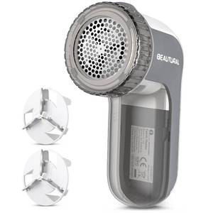 lot 4662 image: BEAUTURAL Fabric Shaver and Lint Remover, Sweater Defuzzer with 2-Speeds, 2 Replaceable Stainless Steel Blades, Battery Operated, Remove Clothes Fuzz, Lint Balls, Pills, Bobbles Gray