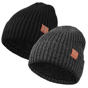 lot 4672 image: OZERO Knit Beanie Winter Hat, Thermal Thick Polar Fleece Snow Skull Cap for Men and Women - Retail $29