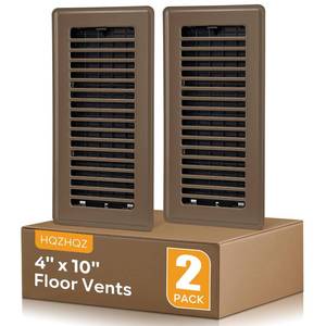 lot 4679 image: Floor Register 4x10, Floor Vent Covers Brown, 2 Pack Heavy Duty Steel Walkable Floor Grates, for Sidewall and Floor - Retail $16