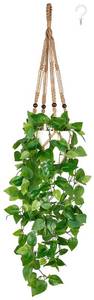 lot 4687 image: Mkono Fake Hanging Plant with Pot, Artificial Plants for Home Spring Decor Indoor Macrame Plant Hanger with Faux Vine Hanging Planter Greenery for Bedroom Bathroom Kitchen Office, Brown (Pothos) - Retail $18